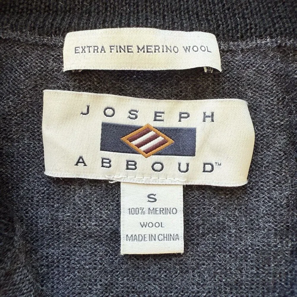 Joseph Abboud Men’s Merino Wool Sweater Size Small Gray Quarter Zip Long Sleeve
